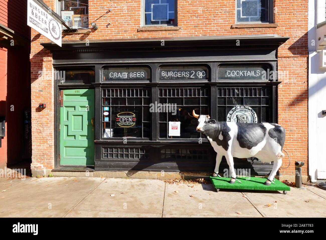 Harry's Bar & Burger, 121 North Main Street, Providence, Rhode Island. exterior storefront of eatery and bar in the College Hill neighborhood Stock Photo