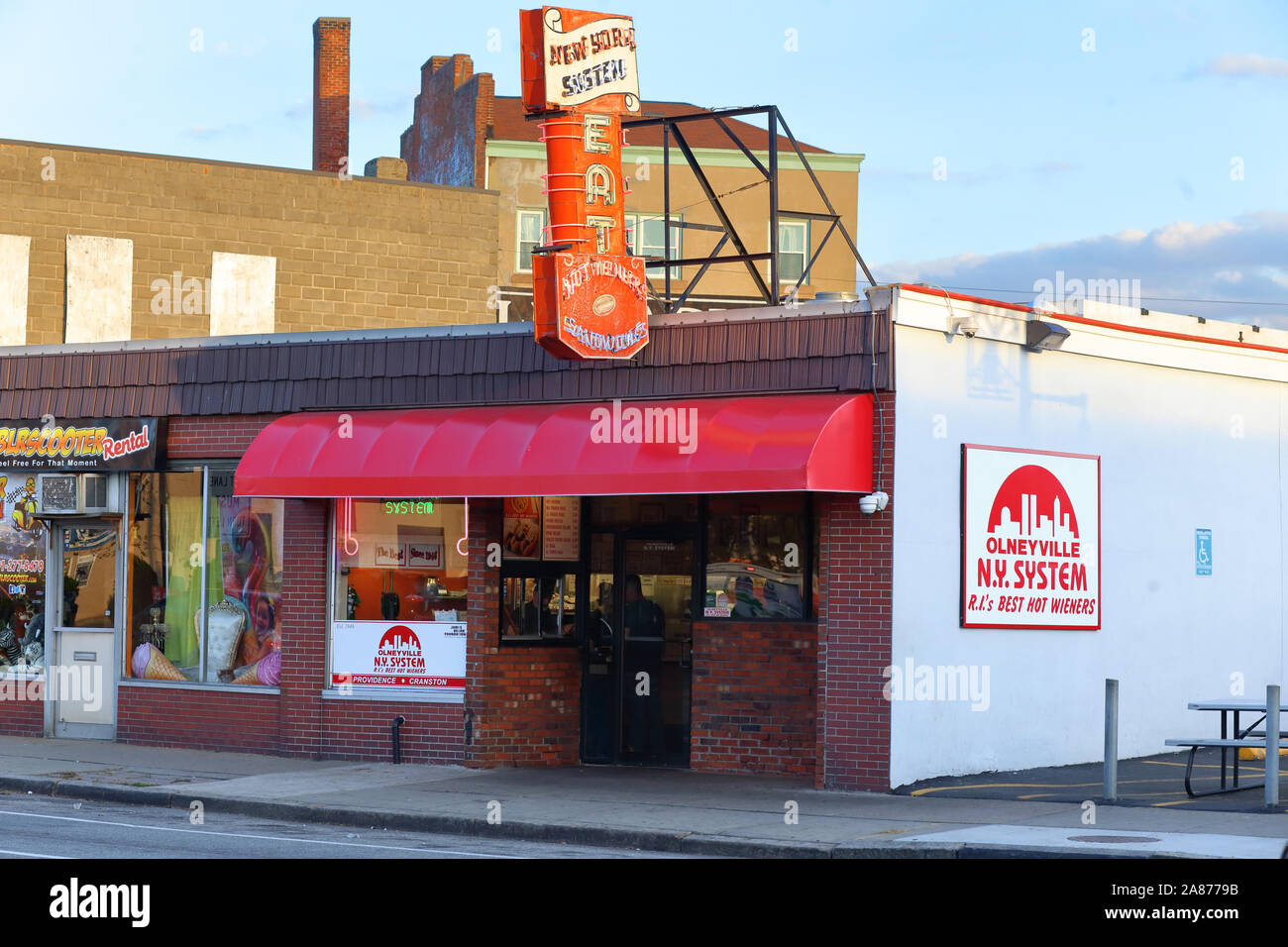 Olneyville New York System Restaurant, 18 Plainfield Street, Providence, Rhode Island Stock