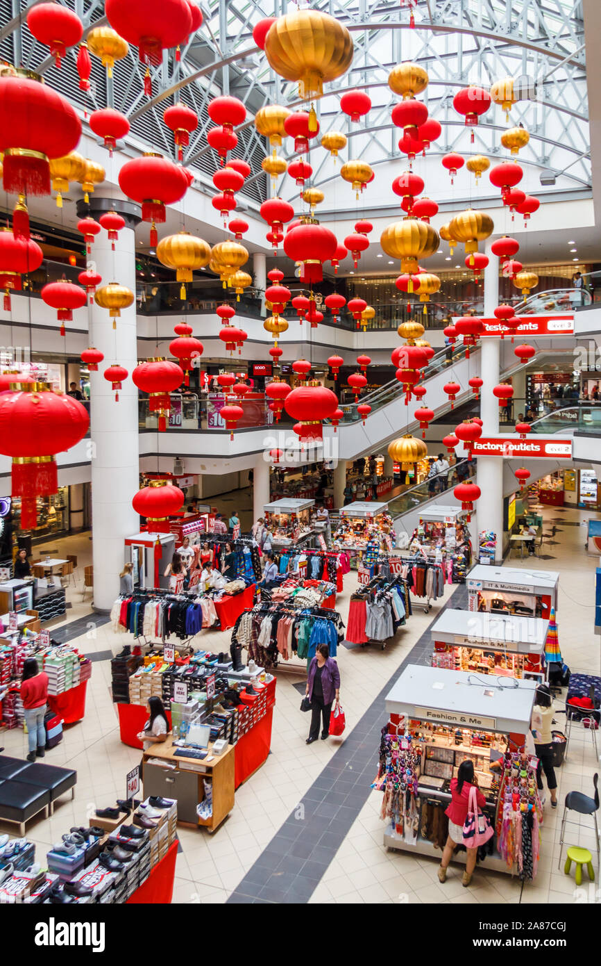 Chinese lanterns hanging in the Haymarket shopping complex, Sydney, Australia Stock Photo