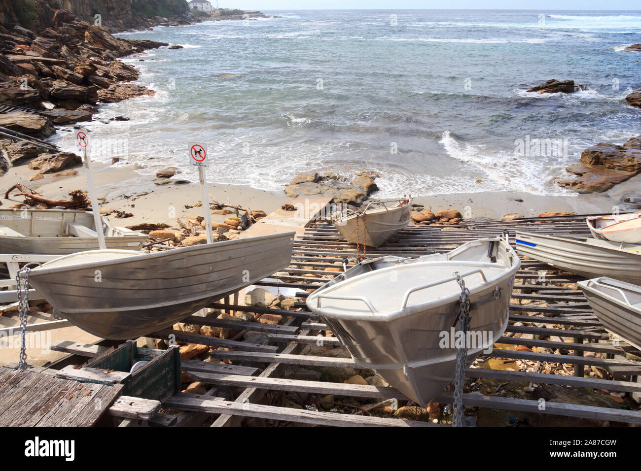 Aluminium boats know as tinnies in Gordons Bay, Sydney, Australia Stock Photo