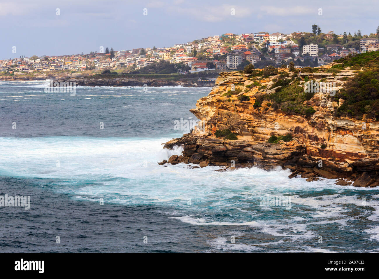 View of rocky coastline near Coogee, Sydney, Australia Stock Photo
