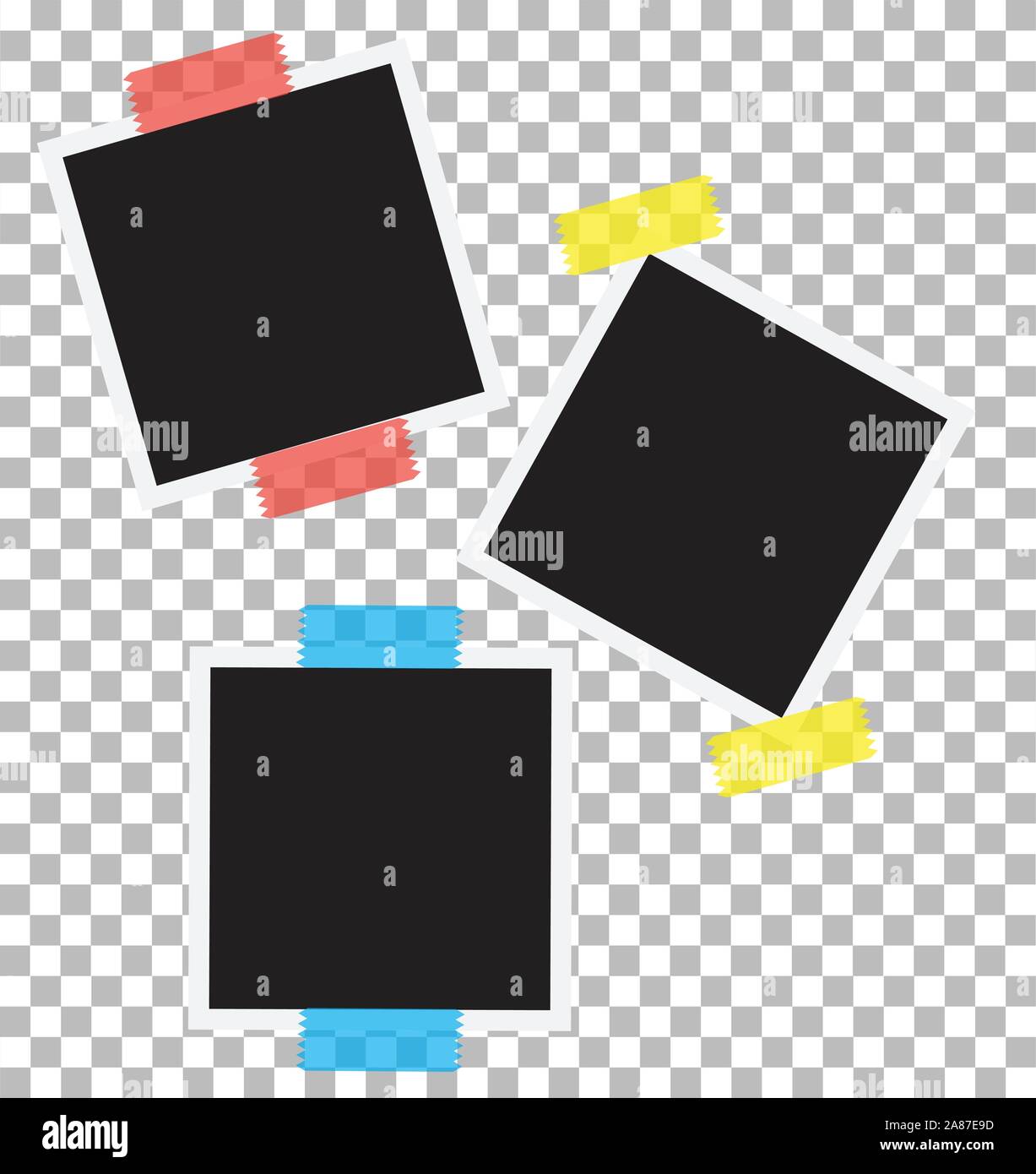 vintage photo frame with adhesive tape. Photo realistic Mockups