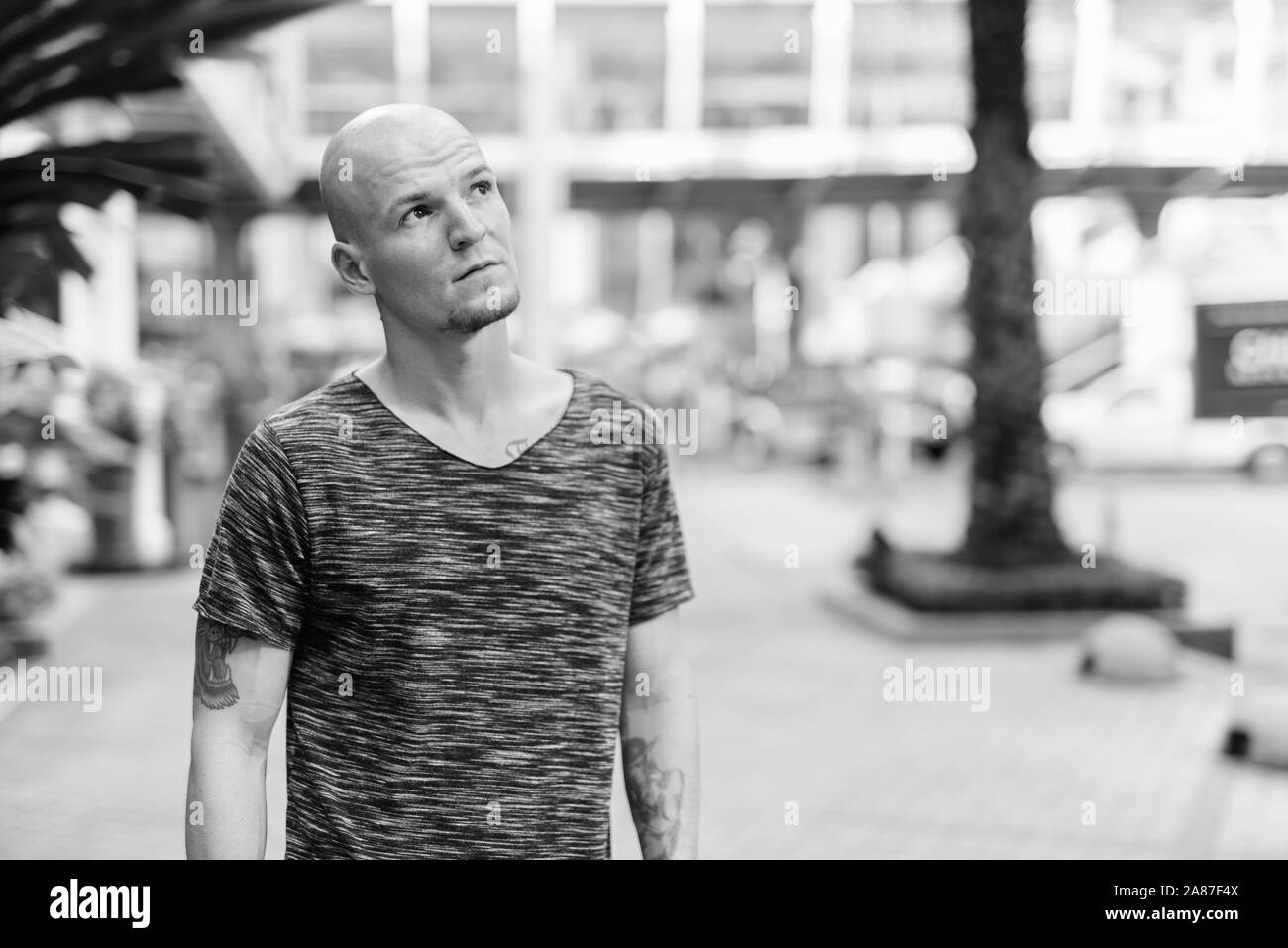 Bald man urban Black and White Stock Photos & Images - Alamy