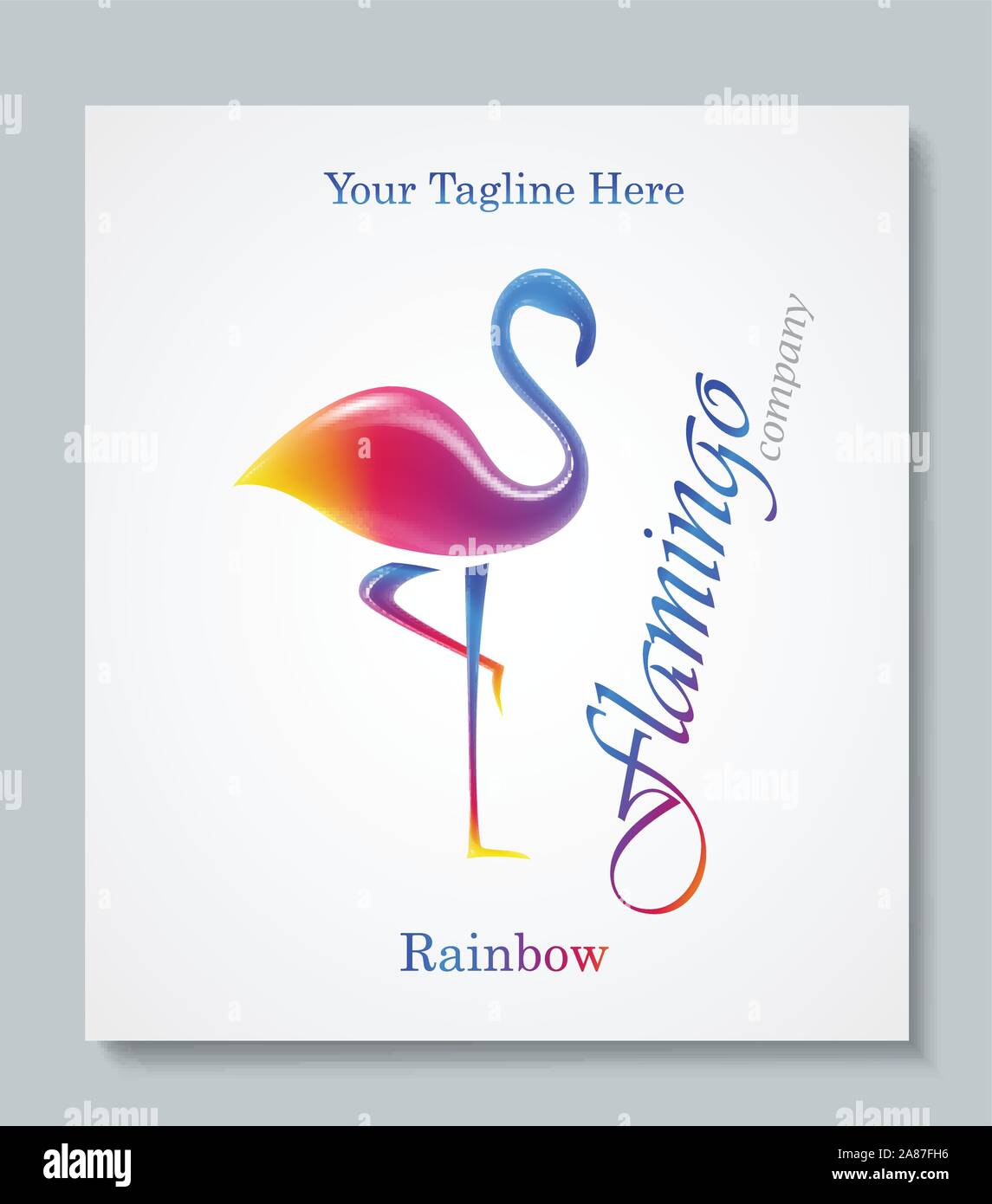 Luxury image logo Rainbow Flamingo. Business design for spa, yoga class, hotel and resort. Vector illusration Stock Vector