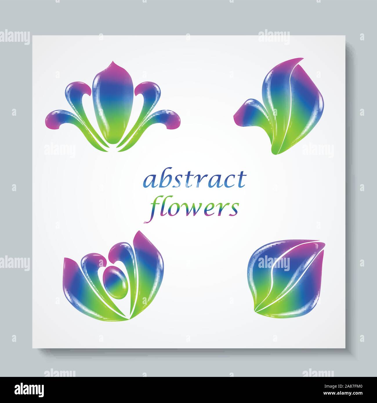 Luxury image logo Rainbow Abstract Flowers Set. Vector illusration Stock Vector