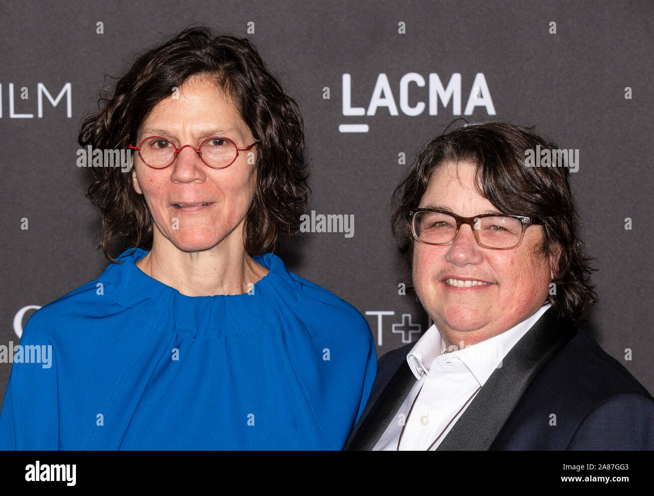 Los Angeles, California - November 02, 2019: Julie Burleigh and Catherine Opie arrive at the 2019 LACMA Art + Film Gala Presented By Gucci Stock Photo
