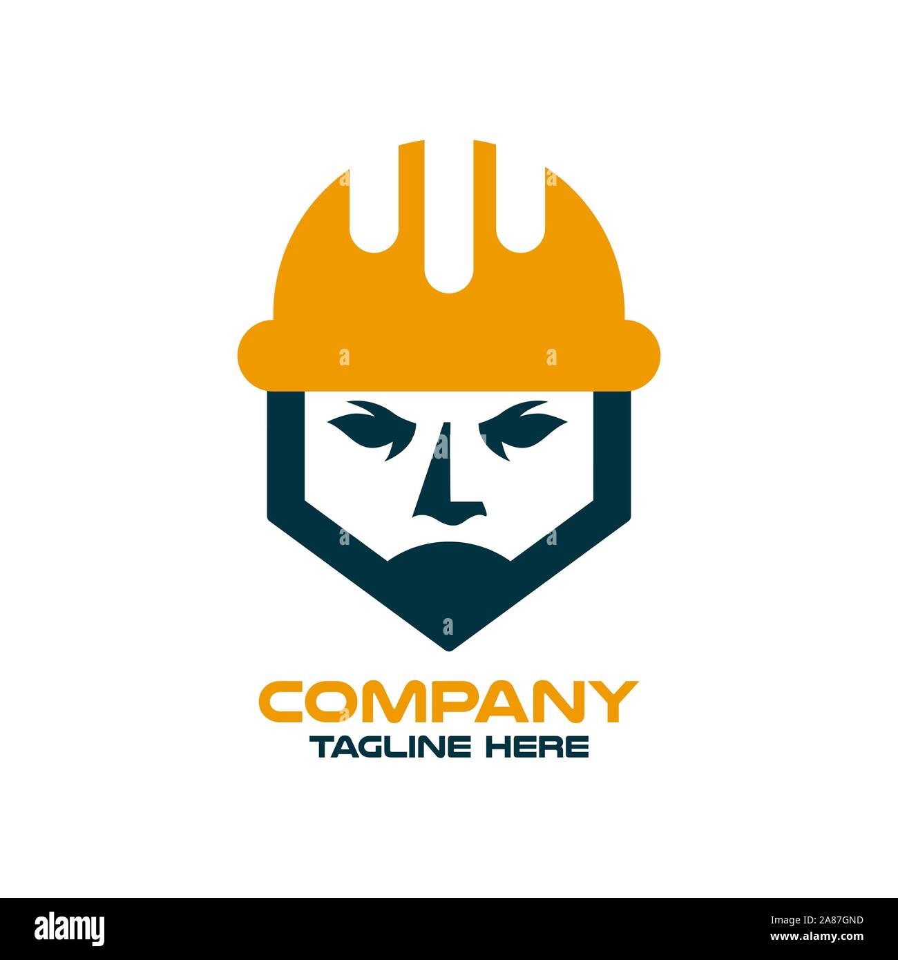 Modern builder and architect in a construction helmet logo. Vector