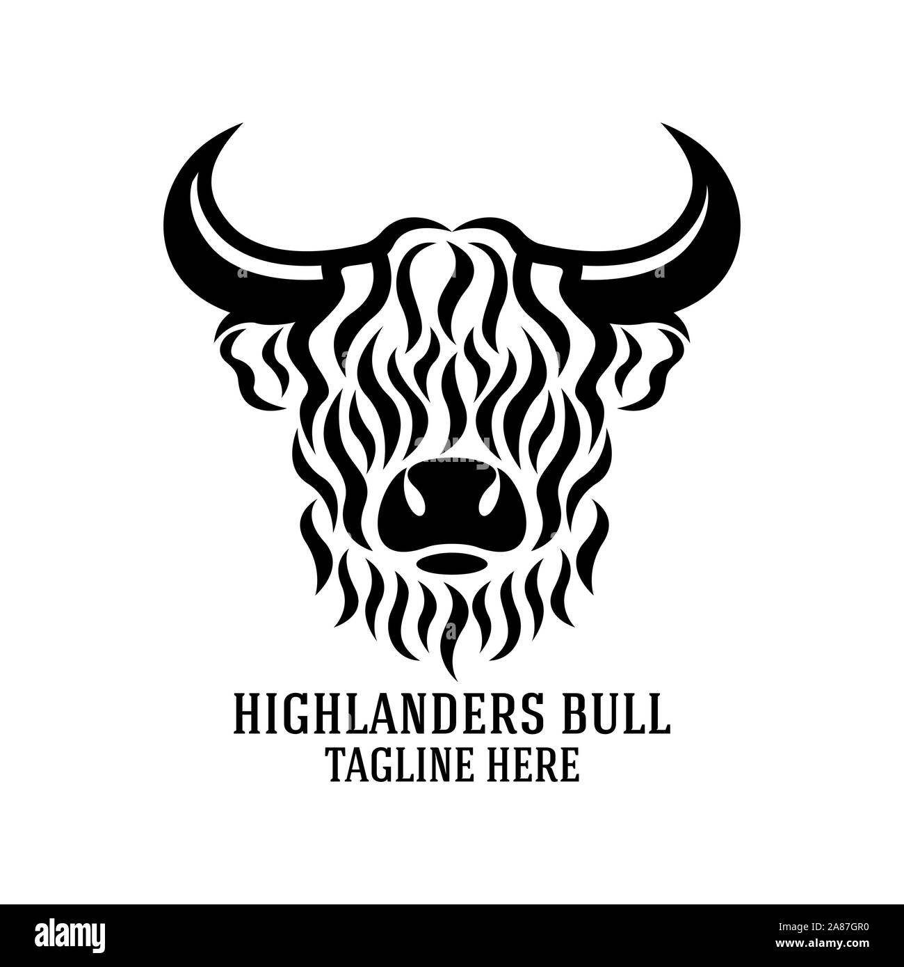 Modern highlanders bull logo. Vector illustration. Stock Vector