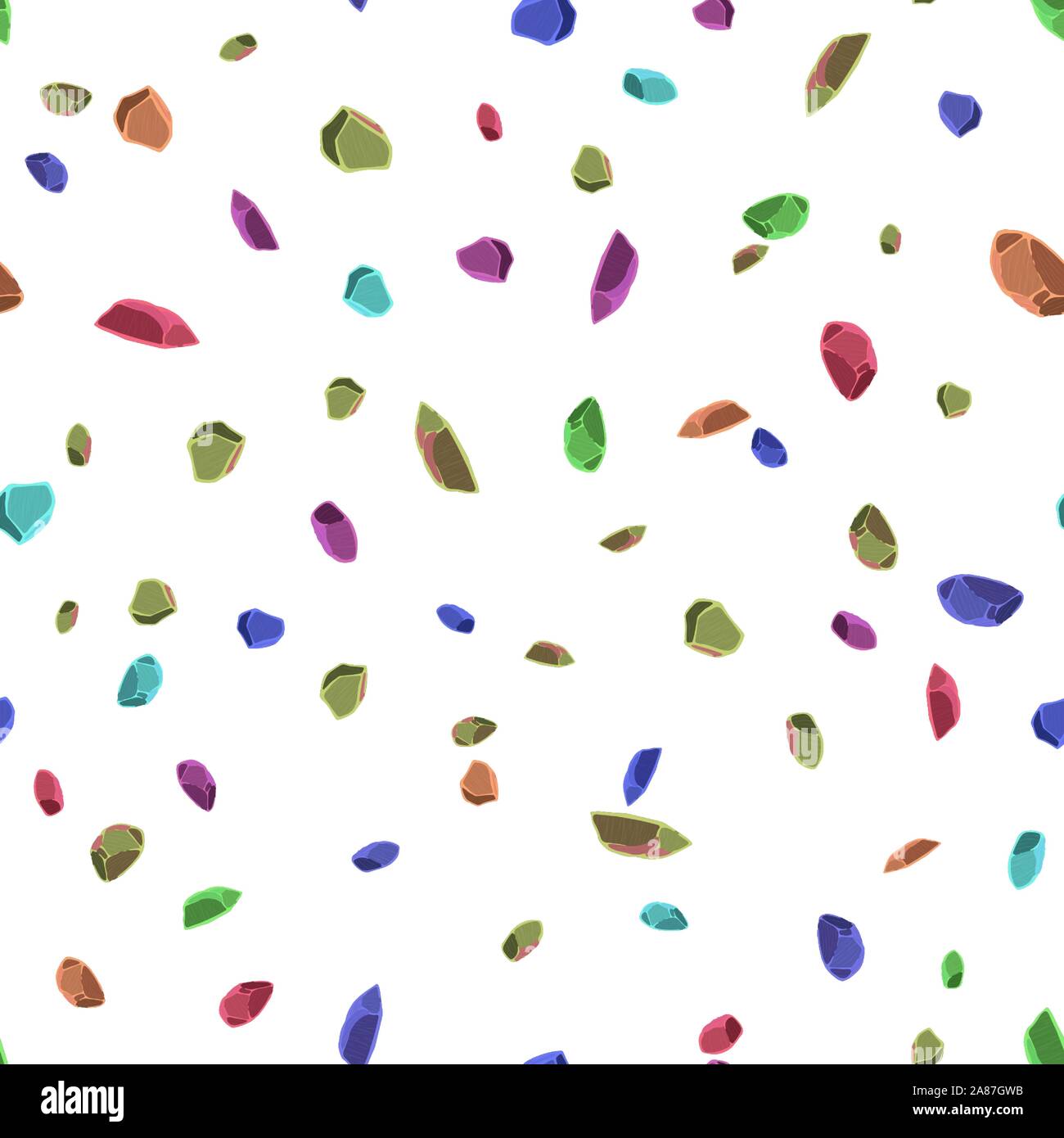 Multicolor precious stones. Seamless pattern background. Vector illustration. Stock Vector