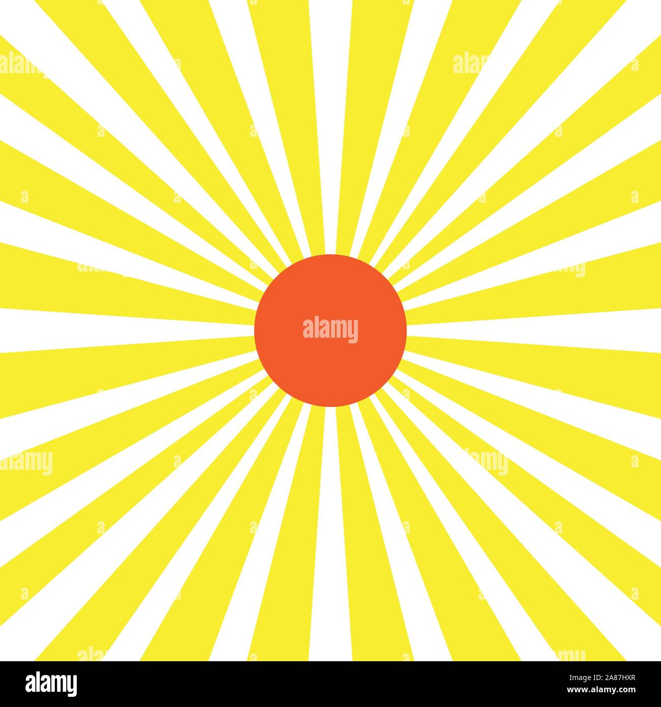 Abstract yellow stripe ray with red sun background. Flat design vector