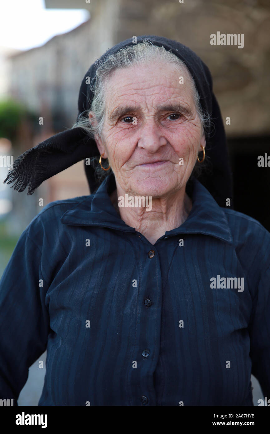 Portrait of an elderly Portuguese lady, Portugal Stock Photo