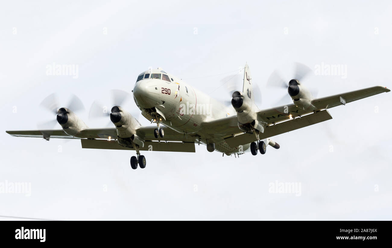 YPSILANTI, MICHIGAN / USA - August 25, 2018: A United States Navy P-3 Orion at the 2018 Thunder Over Michigan Airshow. Stock Photo