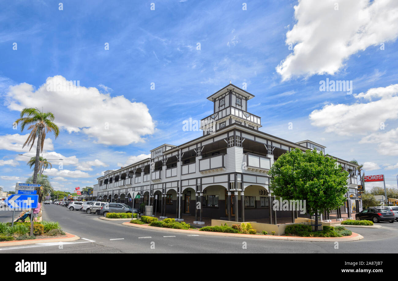 View of the iconic Victoria Hotel in Goondiwindi main street