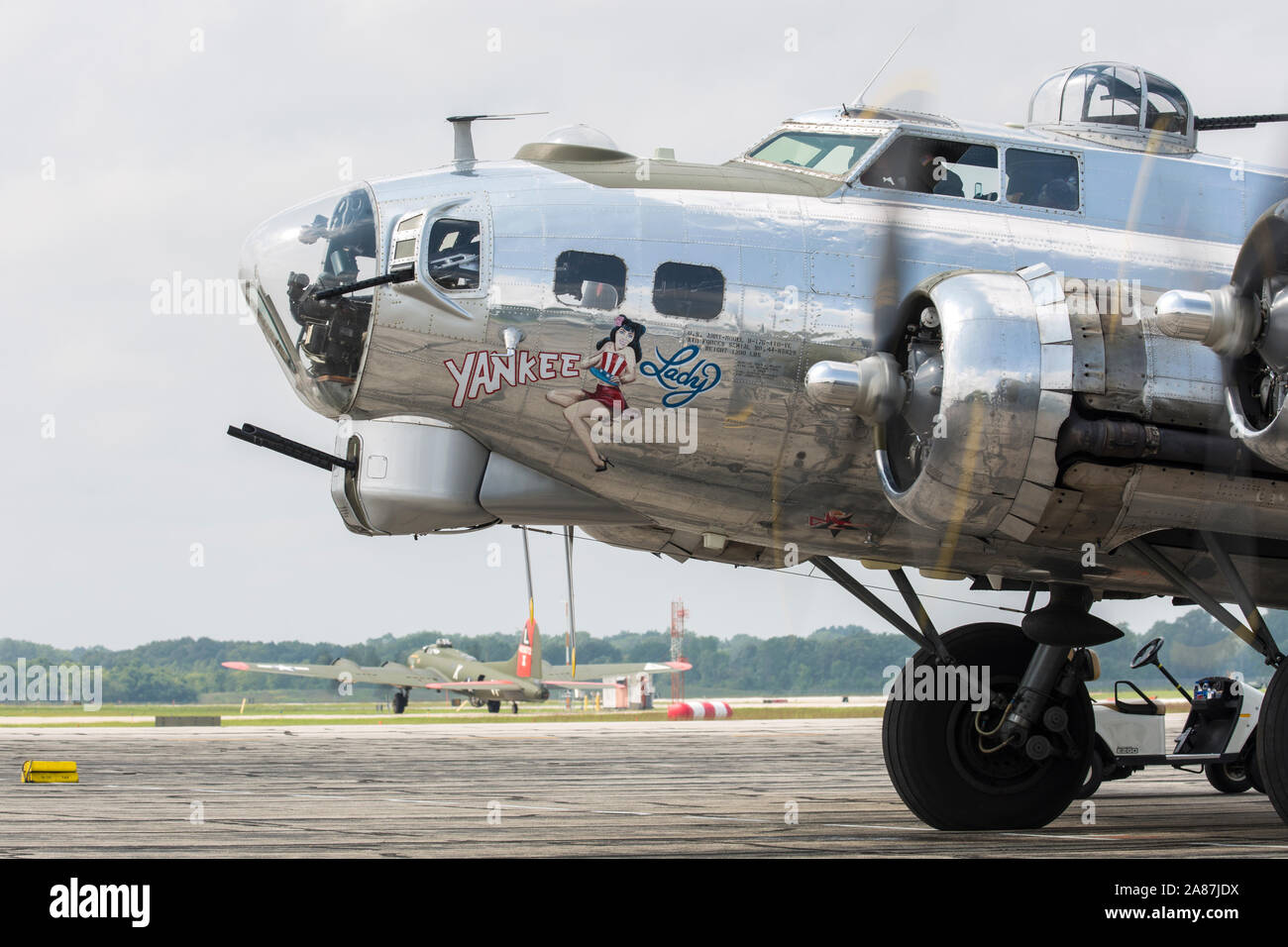 YPSILANTI, MICHIGAN / USA - August 25, 2018: A World War II era B-17 Flying Fortress at the 2018 Thunder Over Michigan Airshow. Stock Photo