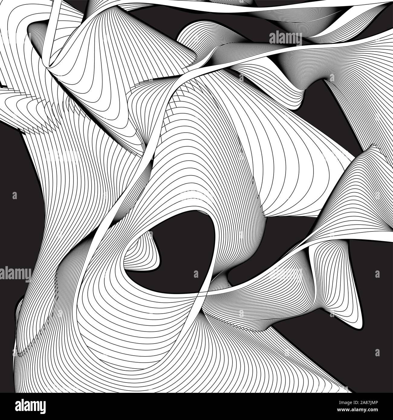 Abstract modern vector background with wavy linear elements. Example