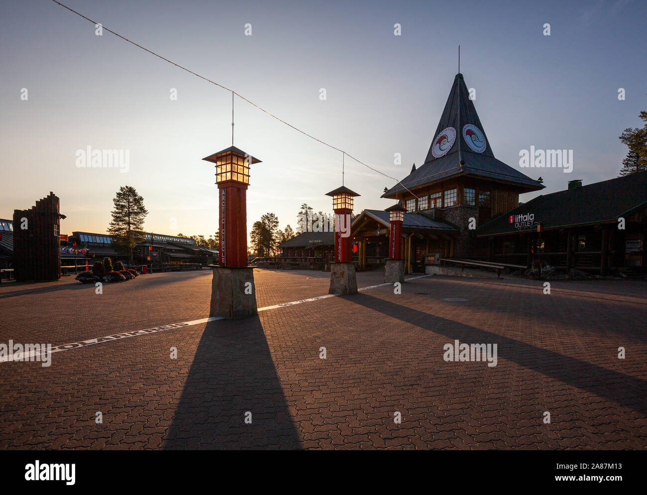 Santa Claus Village marks the edge of the Arctic Circle in Finland Stock Photo