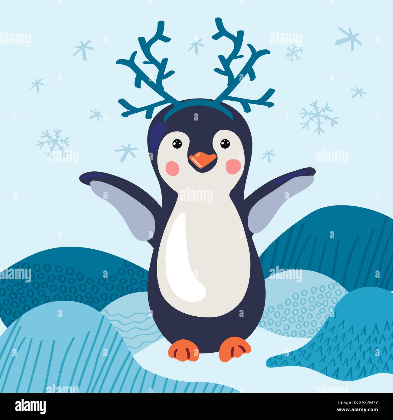 Vector illustration of a cute cartoon penguin for posters, t-shirt ...