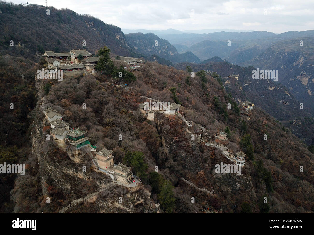 Pingliang. 6th Nov, 2019. Aerial photo taken on Nov. 6, 2019 shows the scenery of Kongtong Mountain in Pingliang, northwest China's Gansu Province. Credit: Ma Ning/Xinhua/Alamy Live News Stock Photo