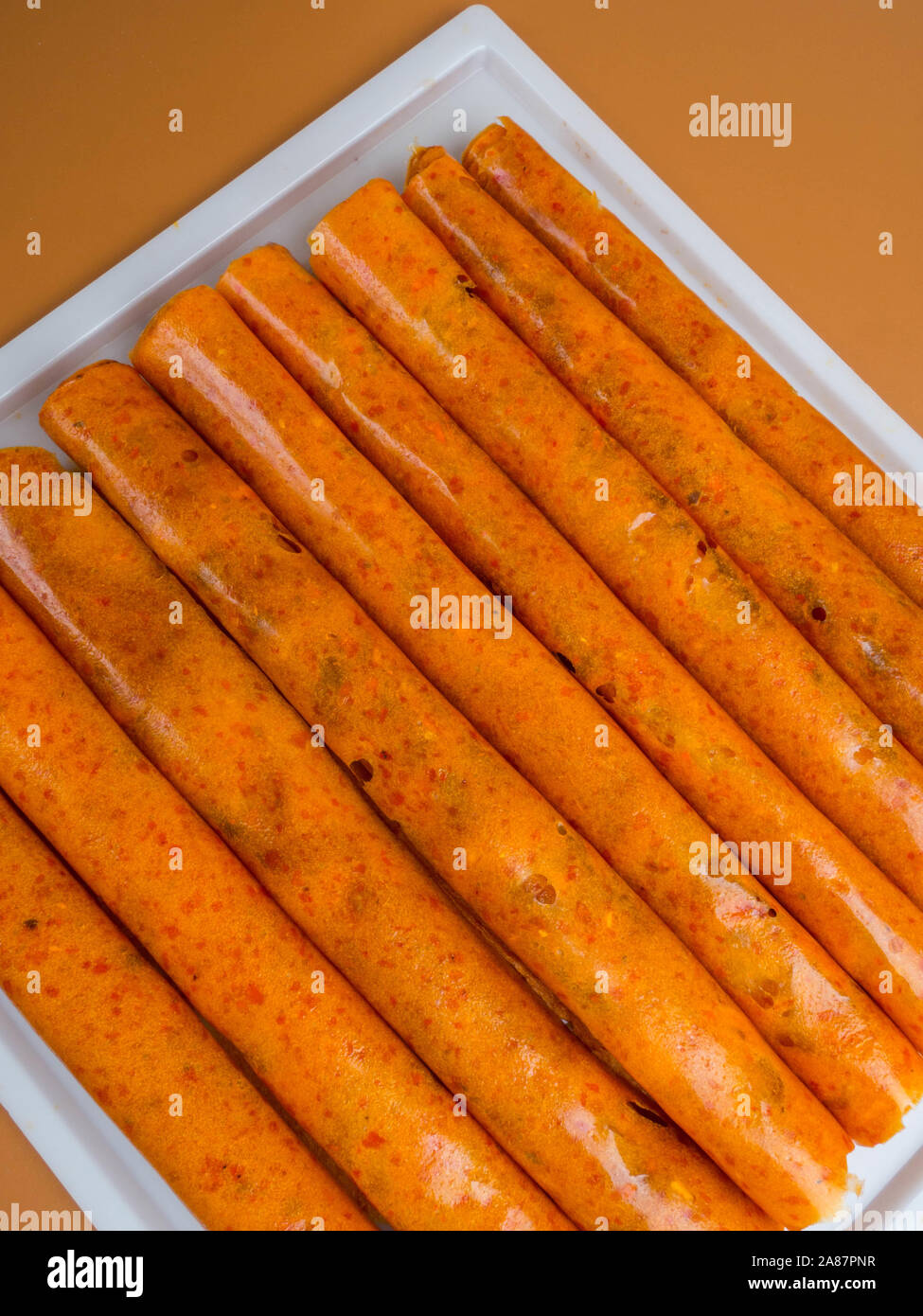 Delicious healthy fruit rollups made from pumpkin, mandarines, plum