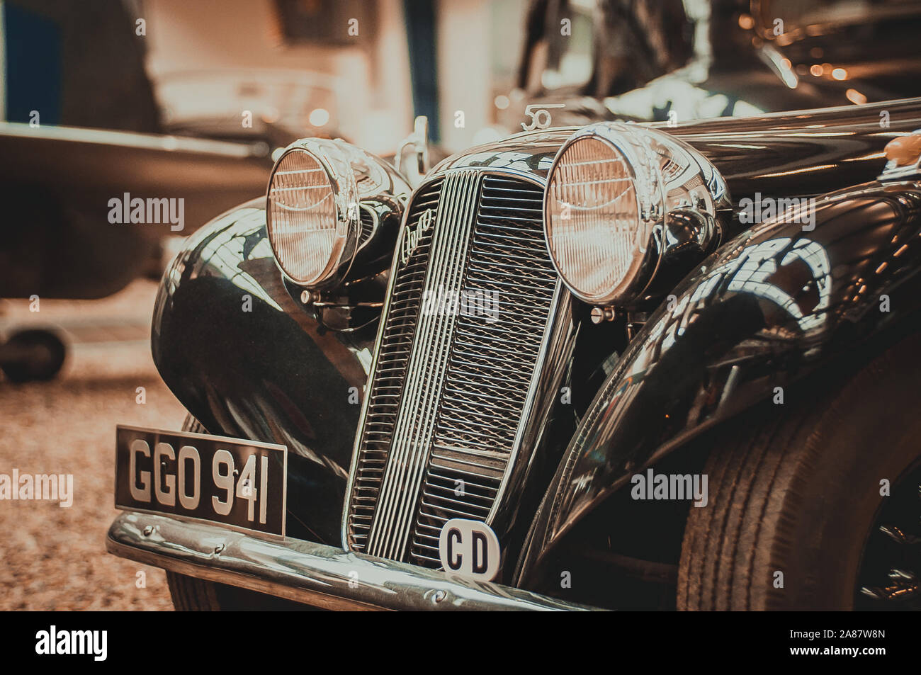 2017-09-17. Prague. Technical Museum. Old retro car front view on the