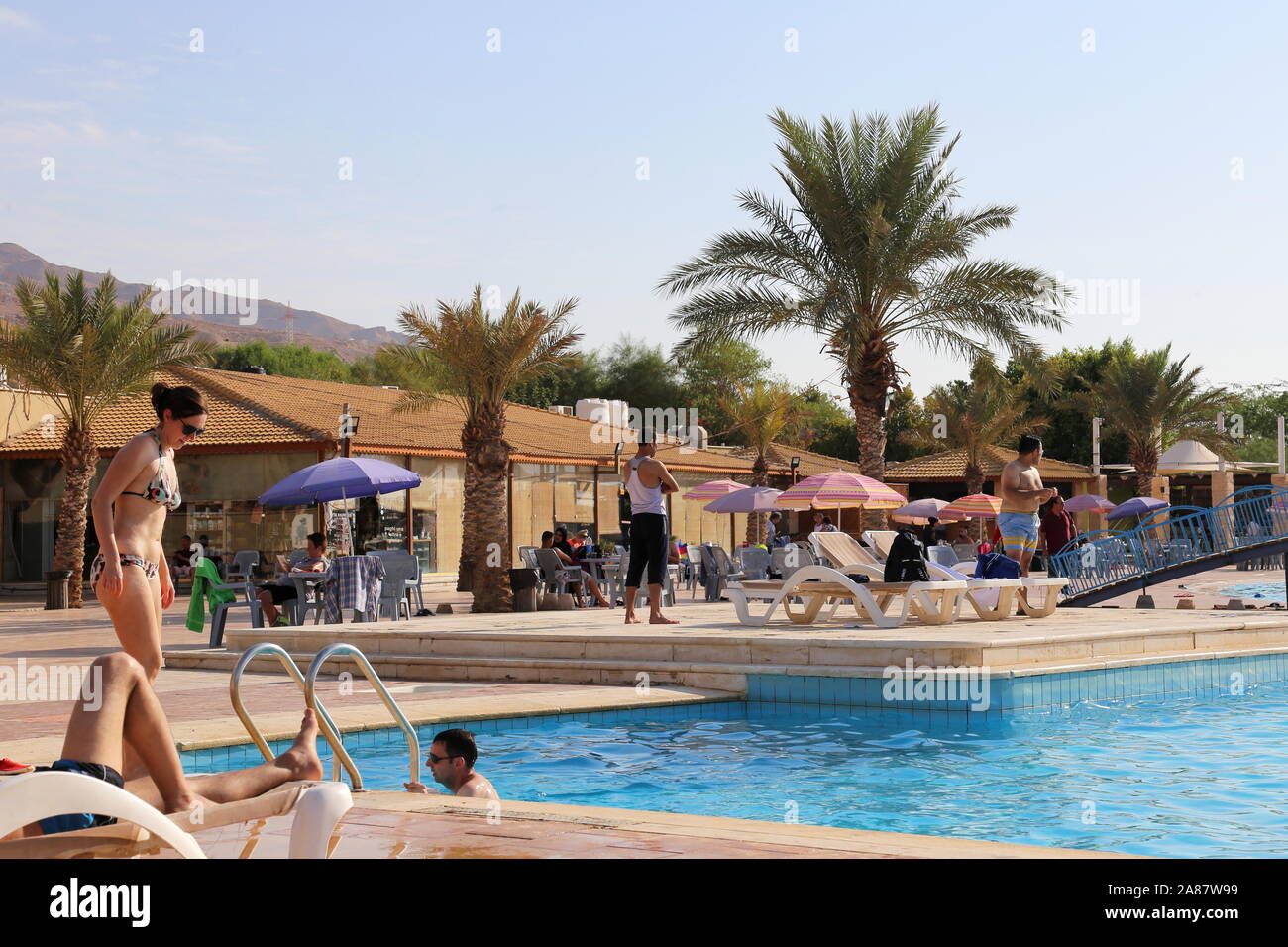 Amman Beach (private beach resort), Dead Sea, Madaba Governorate, Jordan,  Middle East Stock Photo - Alamy