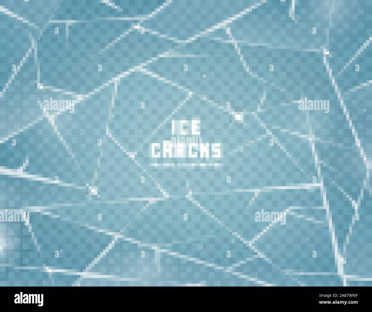 Realistic cracked ice surface. Frozen glass with cracks and scratches. Vector illustration. Stock Vector