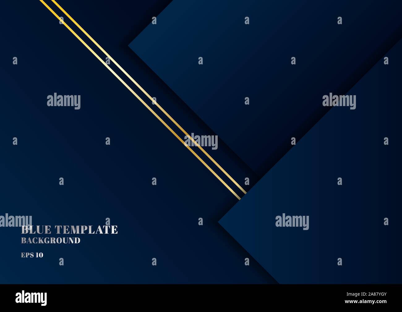 Abstract template dark blue background geometric shape with gold lines ...