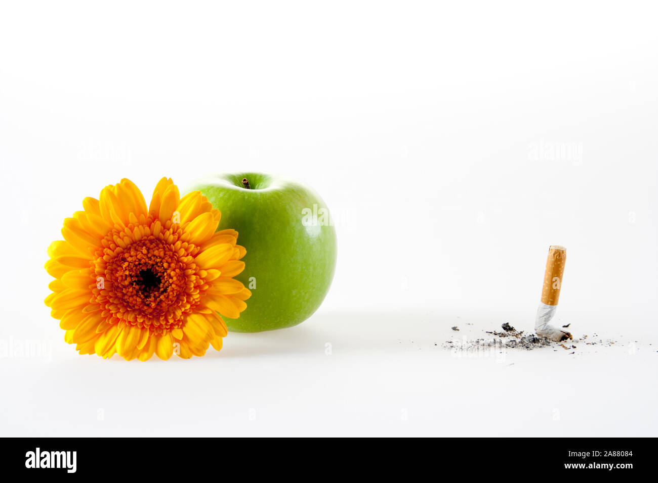 Quitting smoking and replacing it with a healthy life Stock Photo