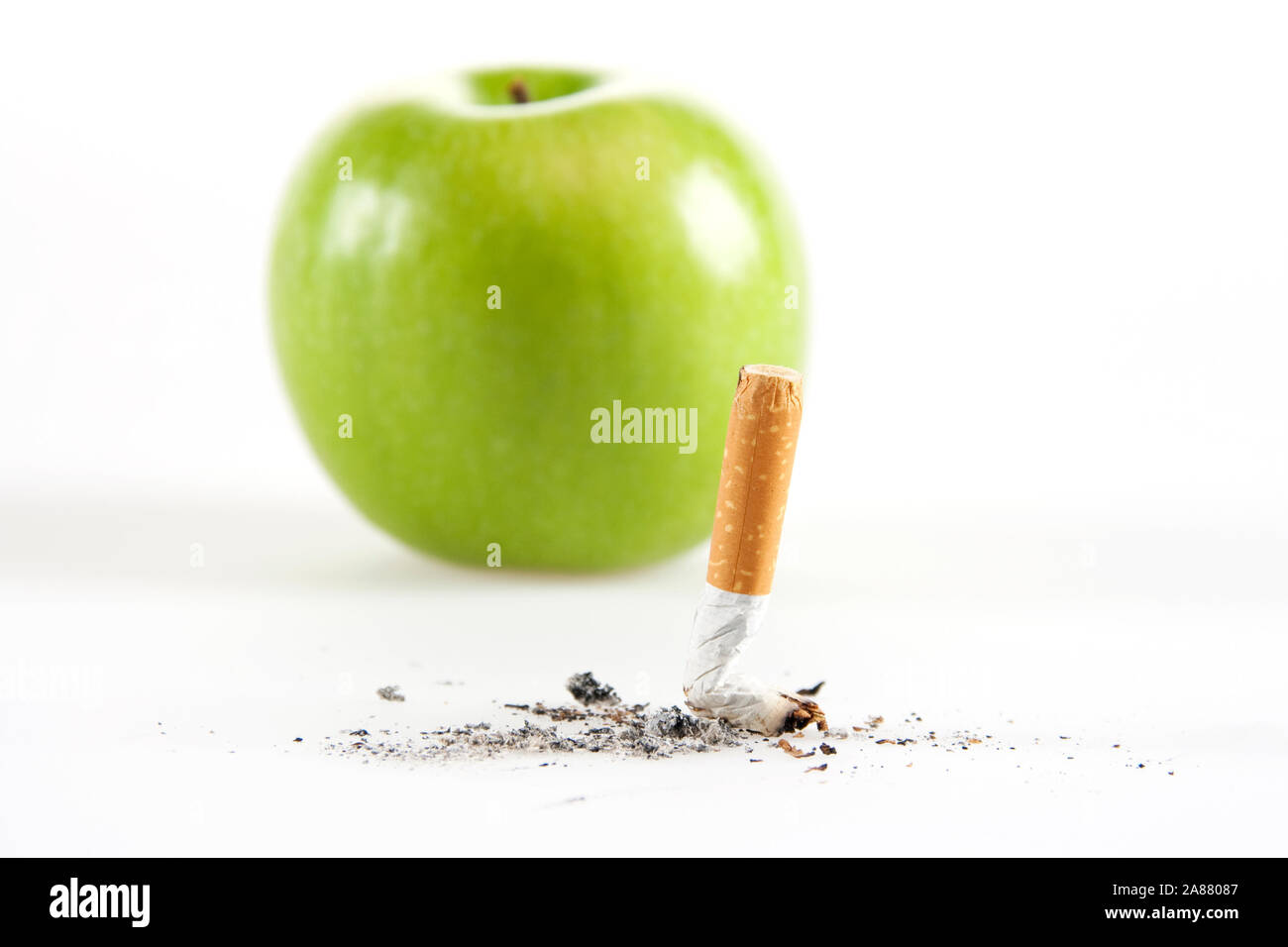 Quitting smoking and replacing it with a healthy life Stock Photo