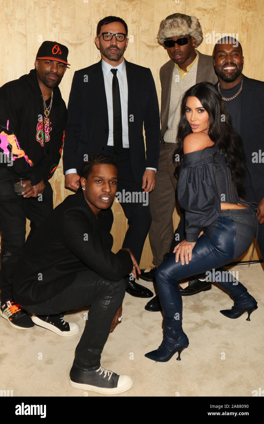 New York, NY, USA. 6th Nov, 2019. DJ Clue, A$AP Rocky, Riccardo Tisci,  Tyler The Creator, Kim Kardashian West & Kanye West attend the Kanye West  
