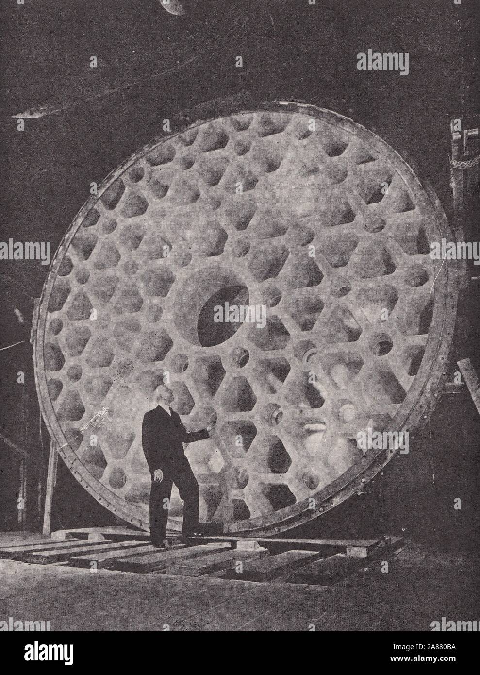 Back view of the mirror-disc for the 200-inch mirror reflector based at the California Institute of Technology. Stock Photo