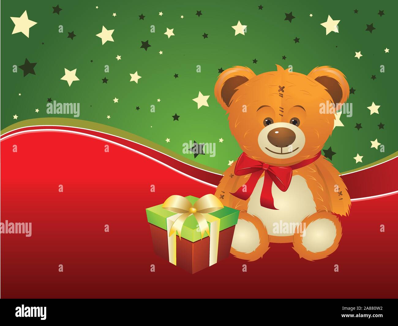 Cute happy teddy bear toy with gift box illustration Stock Vector Image ...