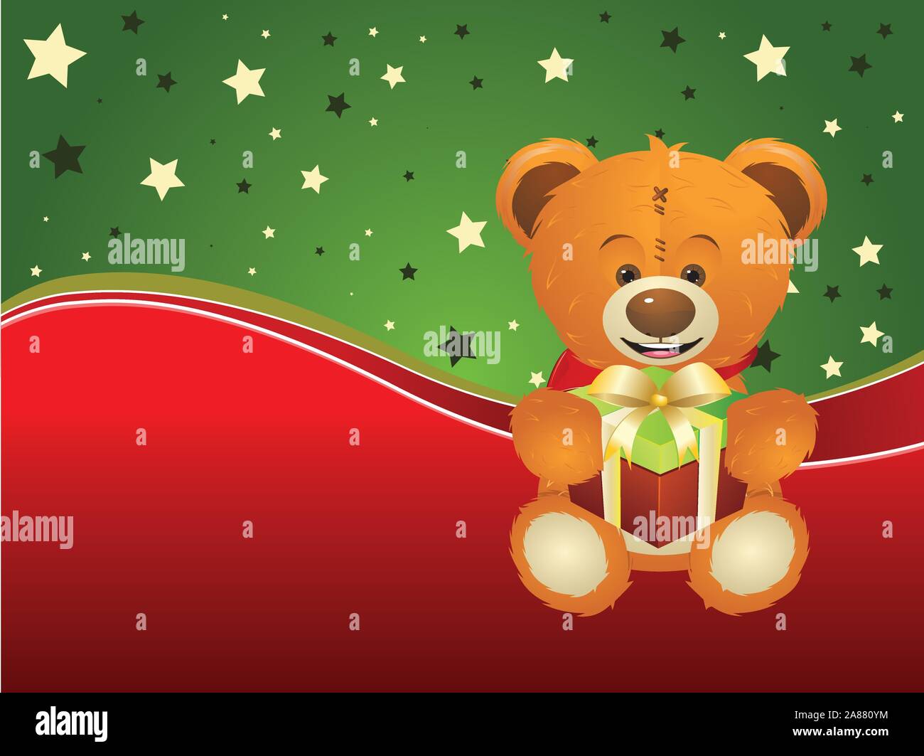 Cute happy teddy bear toy with gift box illustration Stock Vector Image ...