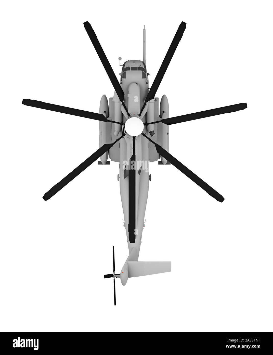 military helicopter top view isolated on white. 3d rendering Stock Photo -  Alamy