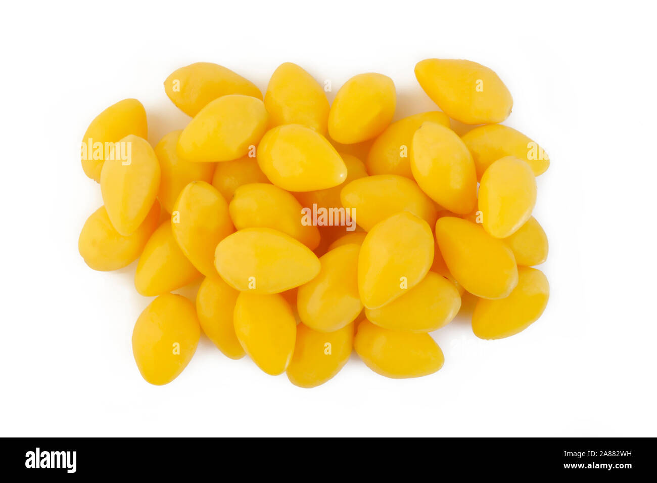 boiled ginkgo seeds on white background Stock Photo