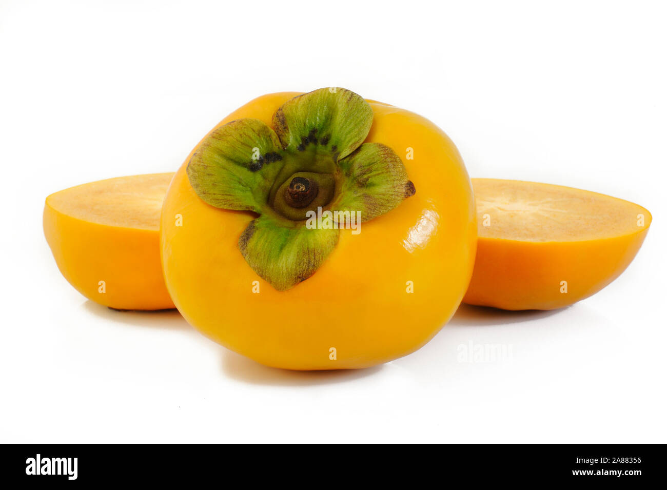 fresh persimmon fruit on white background Stock Photo