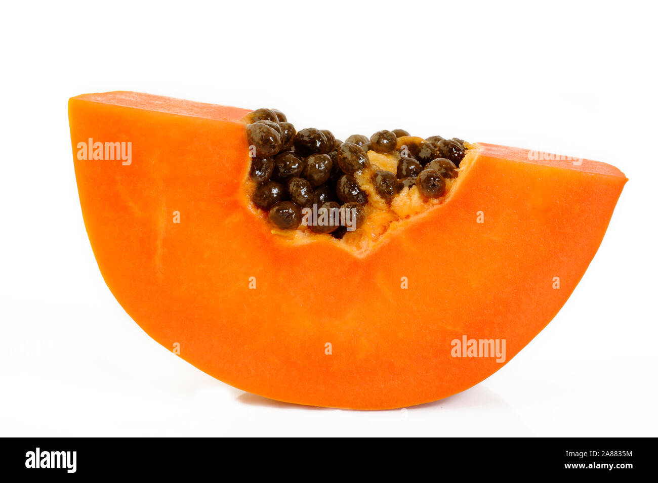 sliced papaya on white background Stock Photo