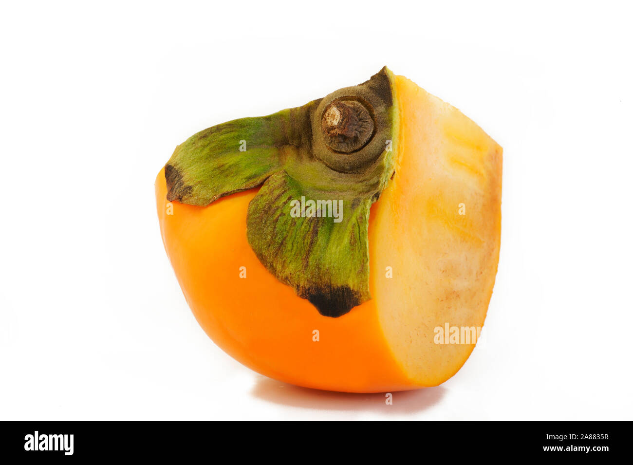 sliced persimmon isolated on white background Stock Photo
