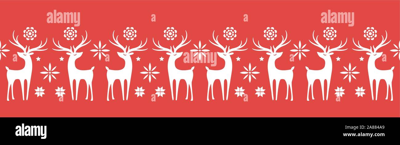 Beautiful Seamless Pattern With Deer And Snowflakes Winter Banner