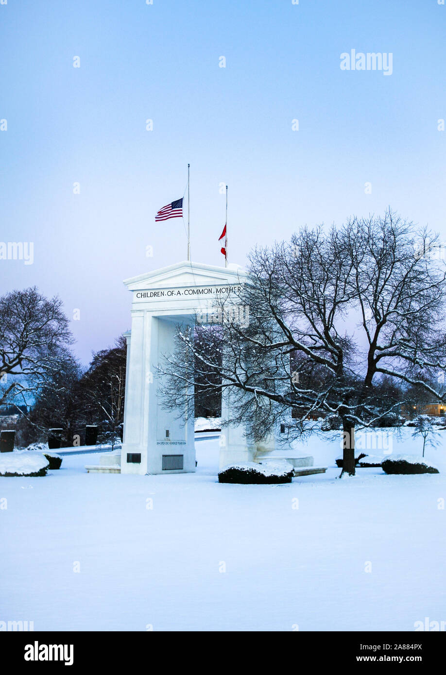 Peace Arch at the Peace Arch Border Crossing at the US/Canada border