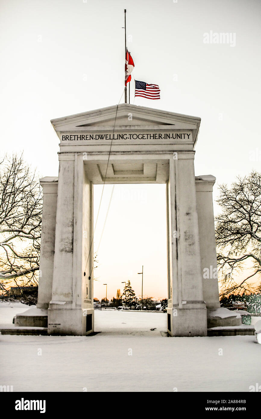 Peace Arch at the Peace Arch Border Crossing at the US/Canada border