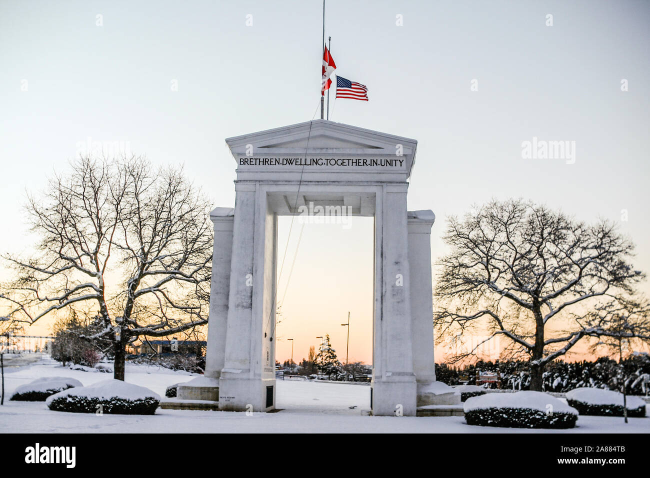 Peace Arch at the Peace Arch Border Crossing at the US/Canada border