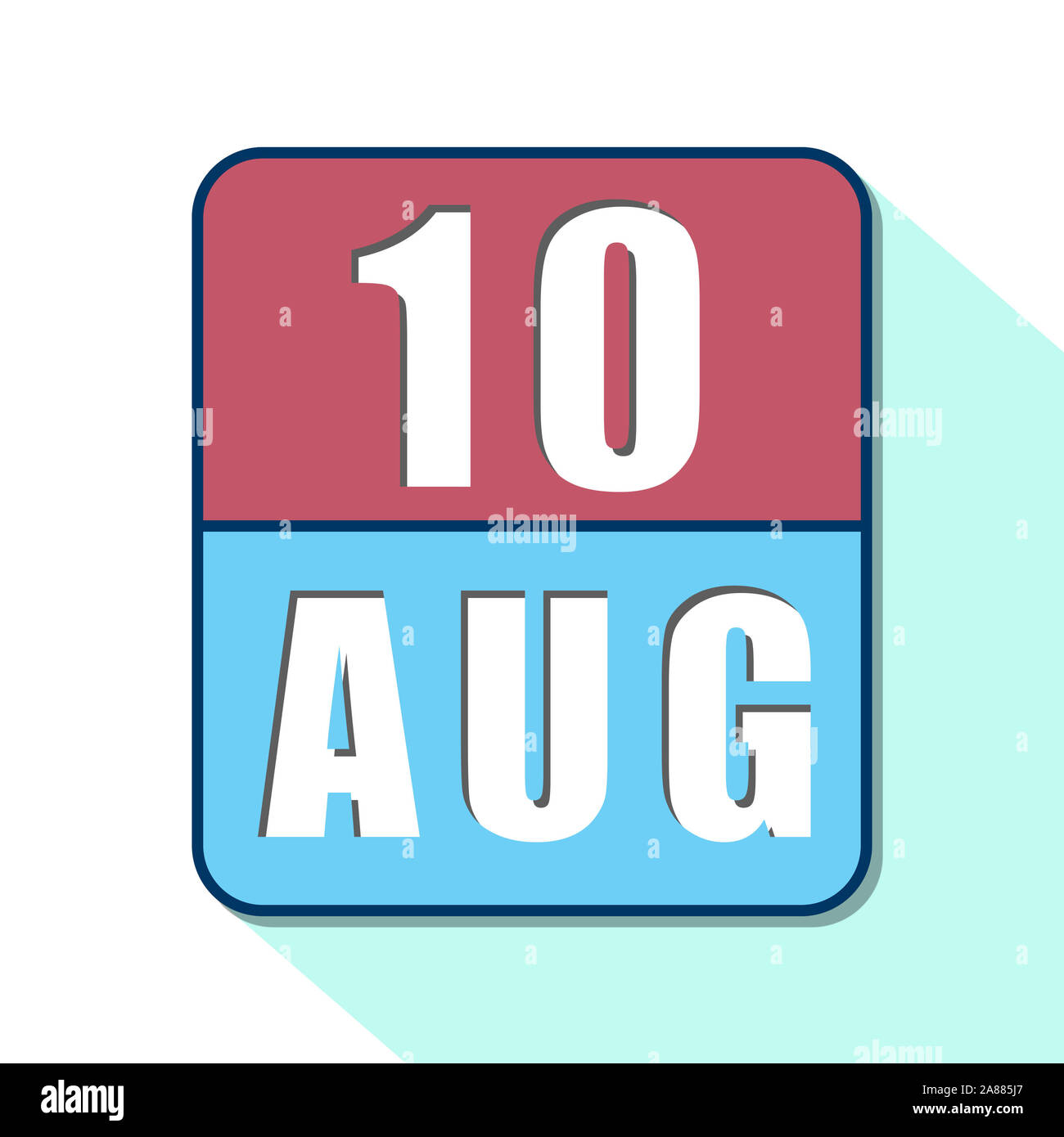 august 10th. Day 10 of month, Simple calendar icon on white background