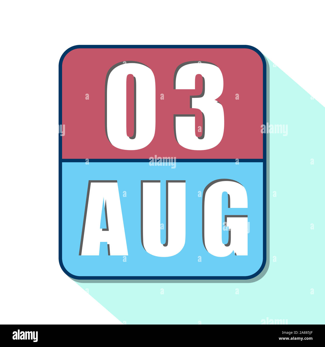 august 3rd. Day 3 of month, Simple calendar icon on white background