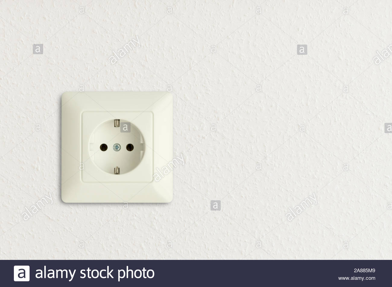 white european electrical outlet on white wall Stock Photo ...