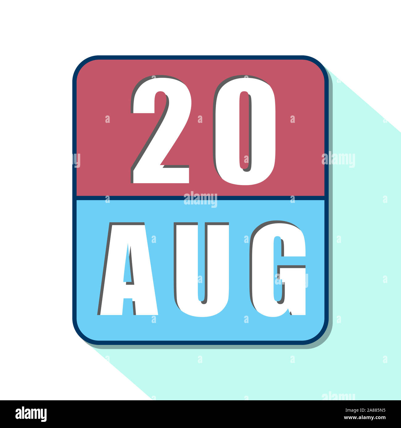 august 20th. Day 20 of month, Simple calendar icon on white background