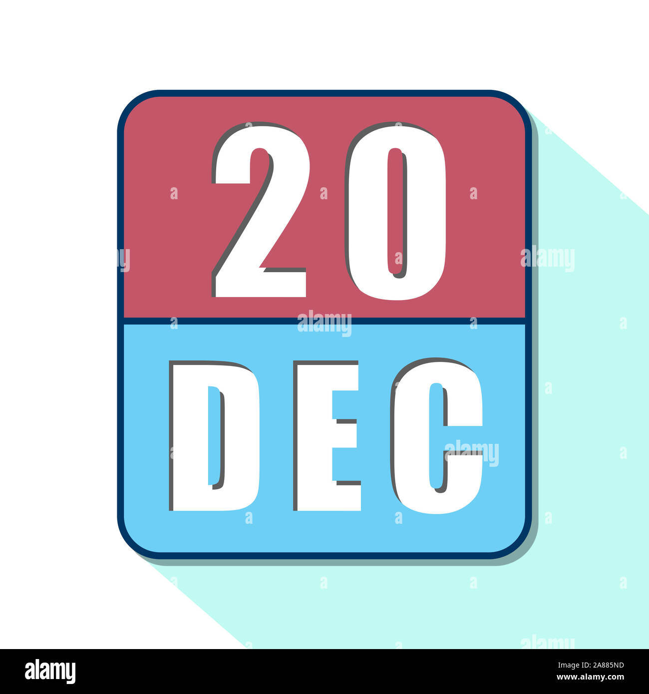 december 20th. Day 20 of month, Simple calendar icon on white