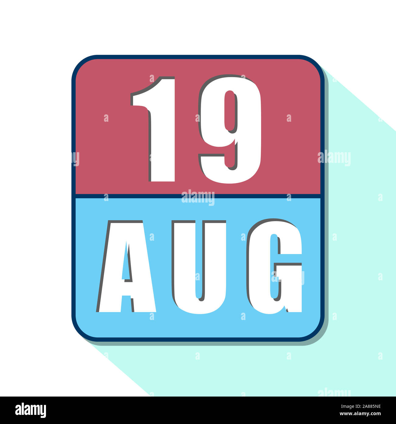 august 19th. Day 19 of month, Simple calendar icon on white background