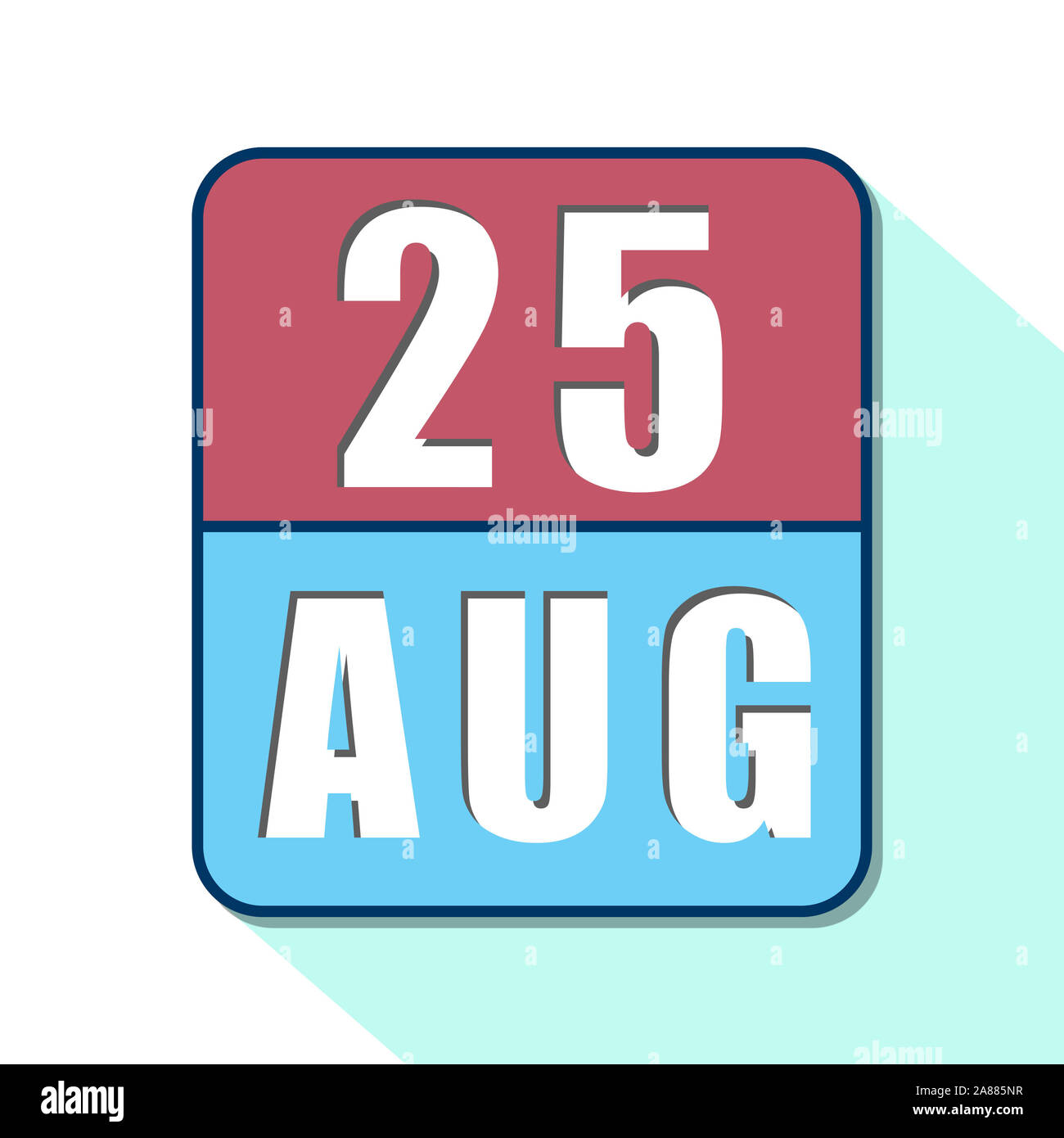 august 25th. Day 25 of month, Simple calendar icon on white background