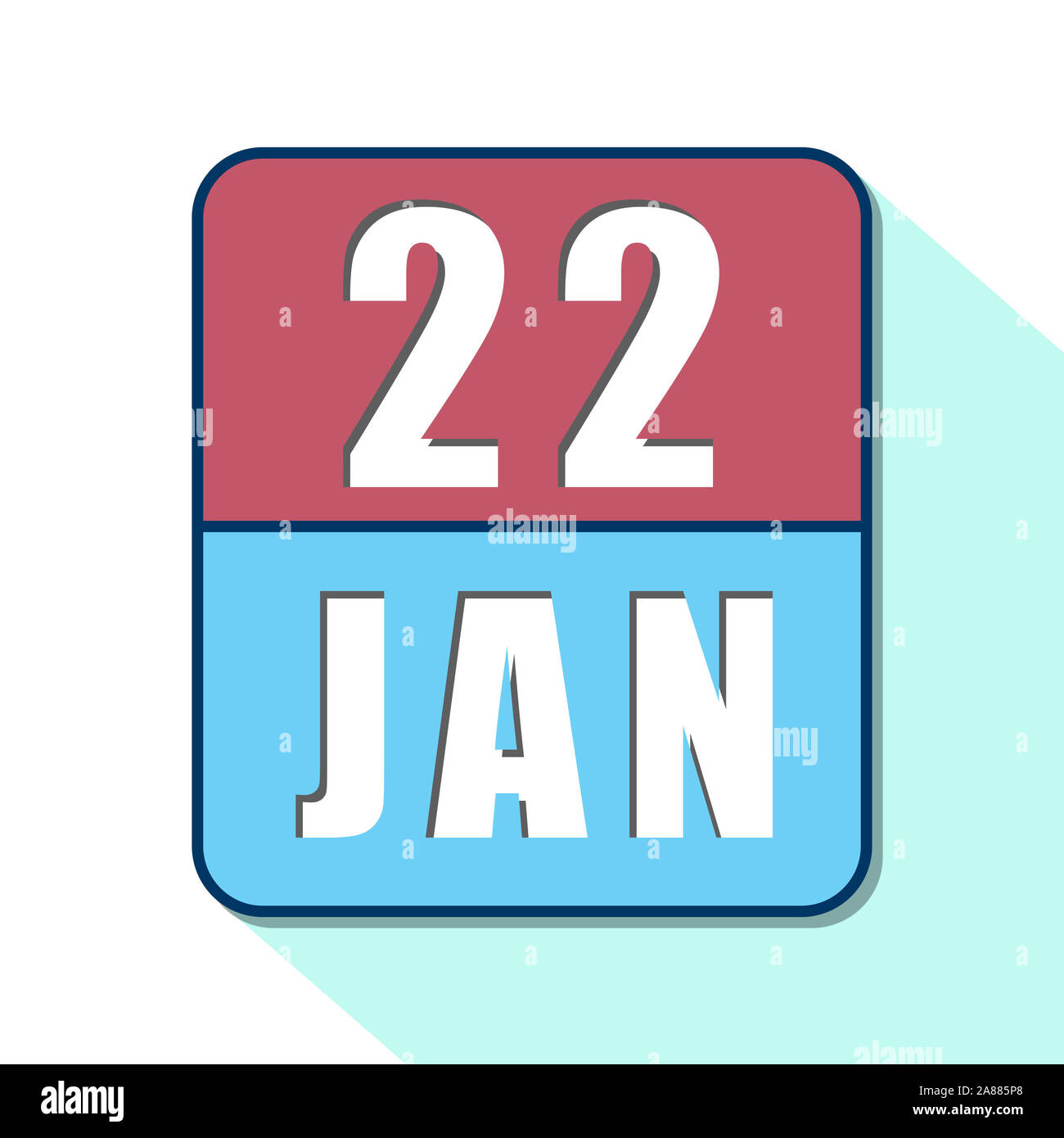 january 22nd. Day 22 of month, Simple calendar icon on white background